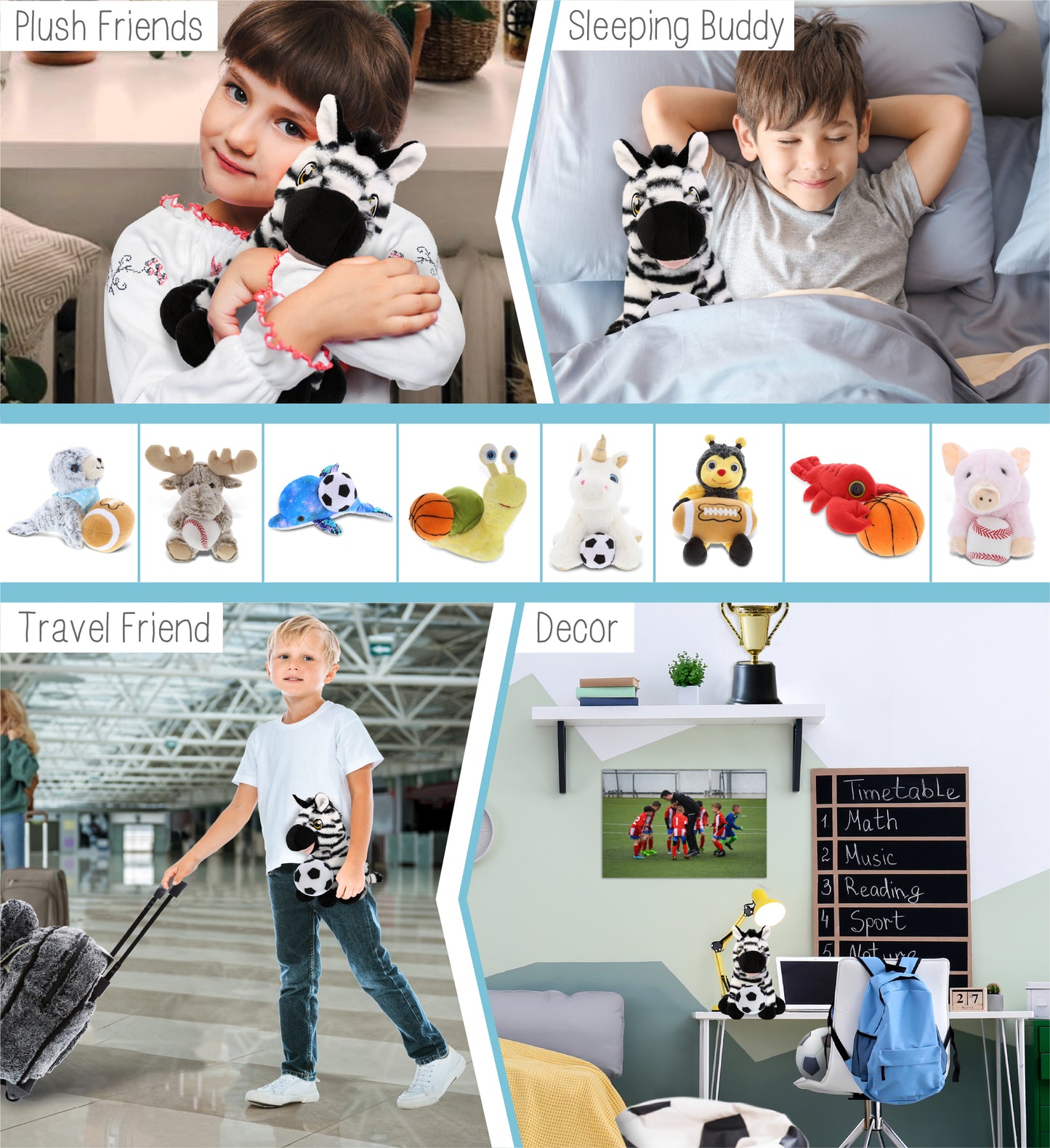 ECO FRIENDLY SUPER-SOFT PLUSH - ZEBRA 9" With Soccer Plush