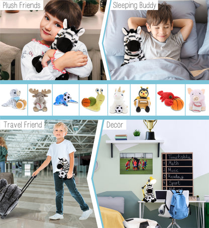 ECO FRIENDLY SUPER-SOFT PLUSH - ZEBRA 9" With Soccer Plush