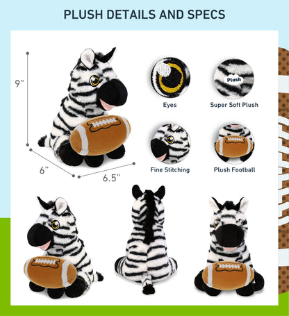 ECO FRIENDLY SUPER-SOFT PLUSH - ZEBRA 9" With Football Plush