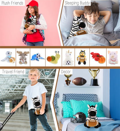 ECO FRIENDLY SUPER-SOFT PLUSH - ZEBRA 9" With Football Plush