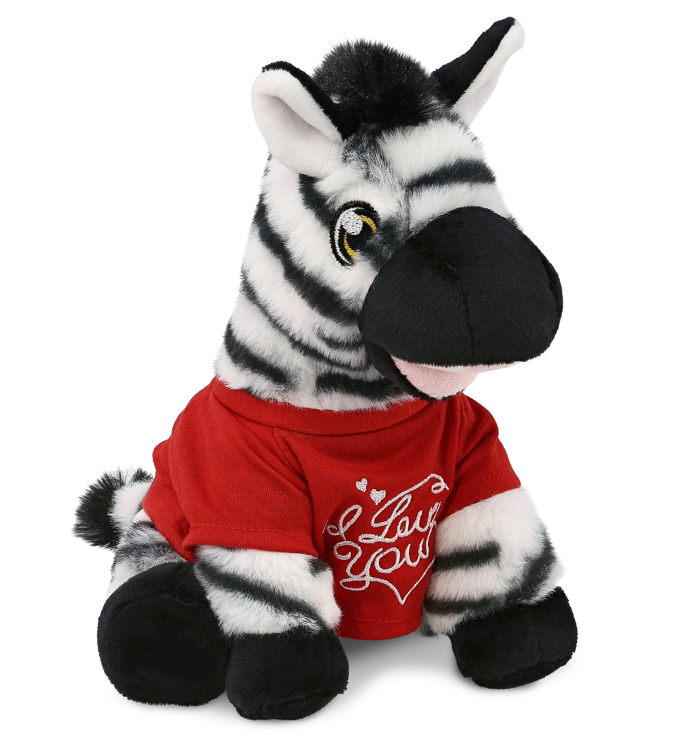 PLUSH I LOVE YOU RED SHIRT- ECO FRIENDLY SUPER-SOFT PLUSH - ZEBRA 9"