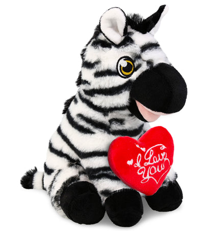 PLUSH I LOVE YOU RED HEART - ECO FRIENDLY SUPER-SOFT PLUSH - ZEBRA 9"