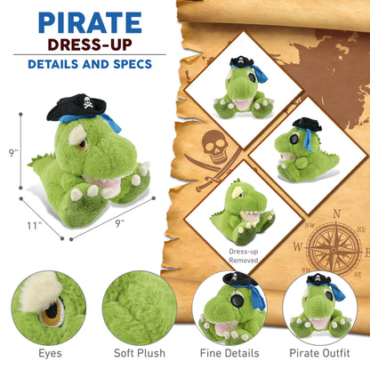 ECO FRIENDLY SUPER-SOFT PLUSH - T-REX DINOSAUR 9" PIRATE DRESS UP