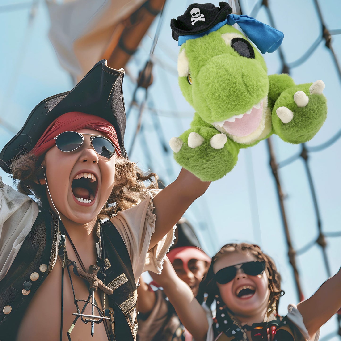 ECO FRIENDLY SUPER-SOFT PLUSH - T-REX DINOSAUR 9" PIRATE DRESS UP