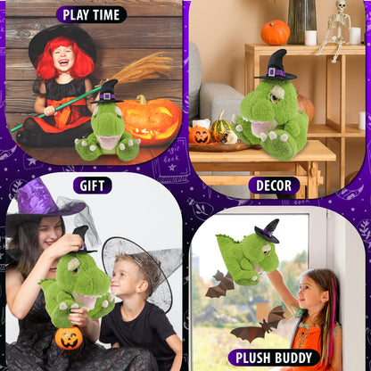 ECO FRIENDLY SUPER-SOFT PLUSH - T-REX DINOSAUR 9" WITCH DRESS UP