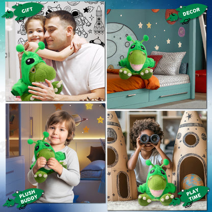 ECO FRIENDLY SUPER-SOFT PLUSH - T-REX DINOSAUR 9" WITH ALIEN SWEATER