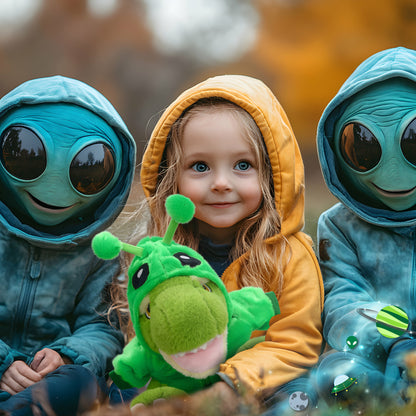 ECO FRIENDLY SUPER-SOFT PLUSH - T-REX DINOSAUR 9" WITH ALIEN SWEATER
