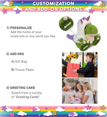 ECO FRIENDLY SUPER-SOFT PLUSH - T-REX DINOSAUR 9" With Unicorn Dress Up