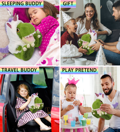 ECO FRIENDLY SUPER-SOFT PLUSH - T-REX DINOSAUR 9" With Unicorn Dress Up
