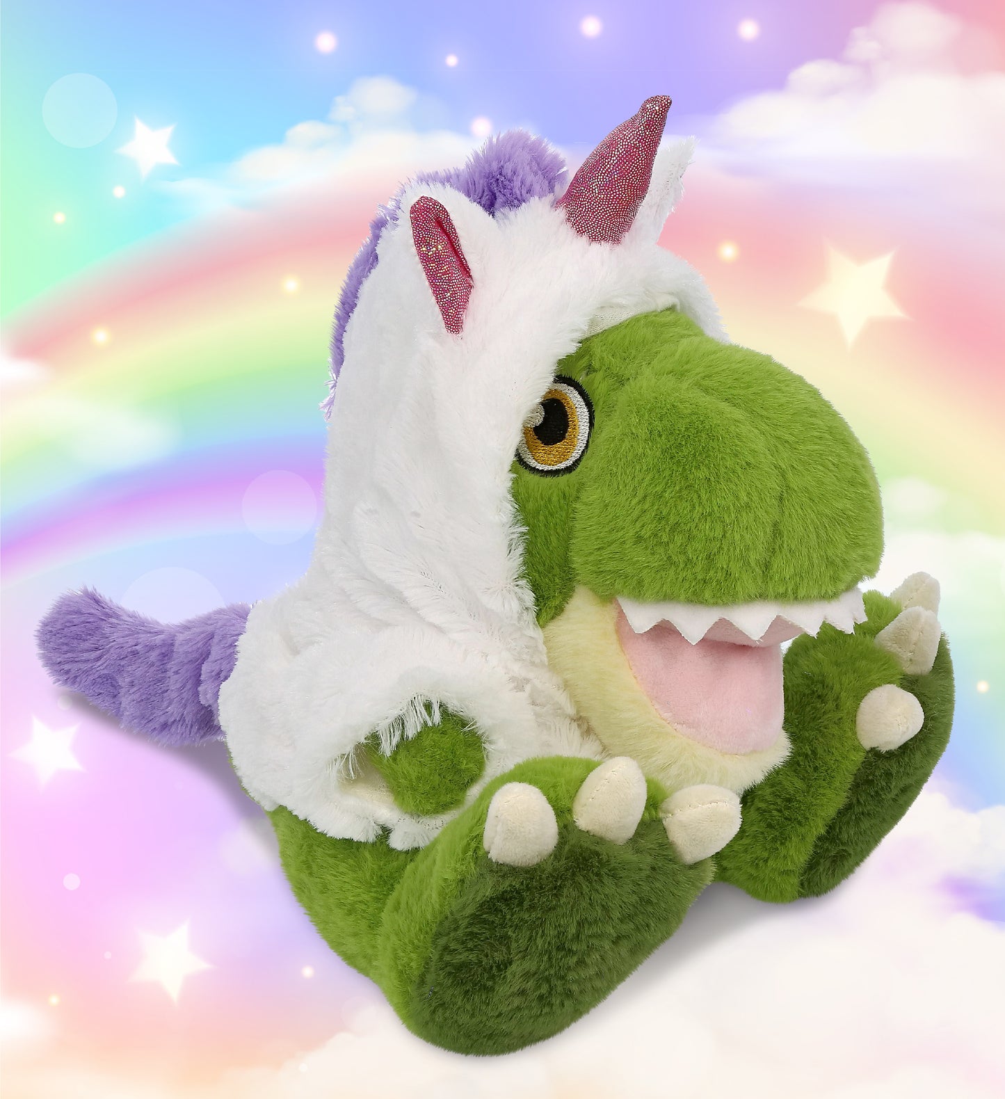 ECO FRIENDLY SUPER-SOFT PLUSH - T-REX DINOSAUR 9" With Unicorn Dress Up