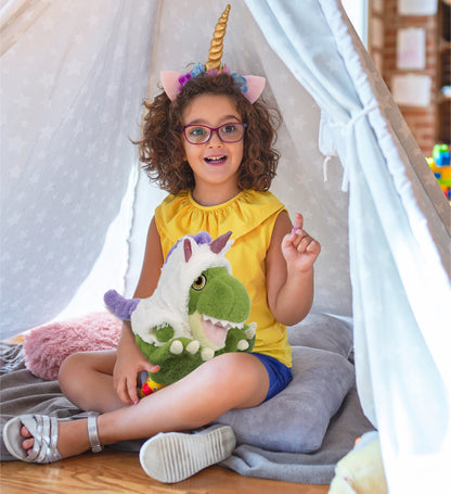 ECO FRIENDLY SUPER-SOFT PLUSH - T-REX DINOSAUR 9" With Unicorn Dress Up