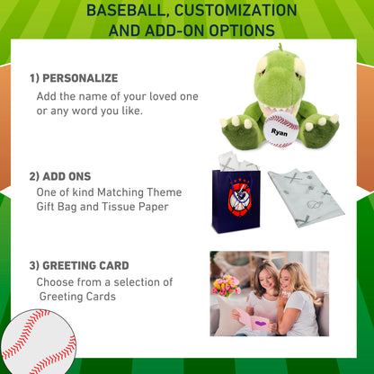 ECO FRIENDLY SUPER-SOFT PLUSH - T-REX DINOSAUR 9" With Baseball Plush