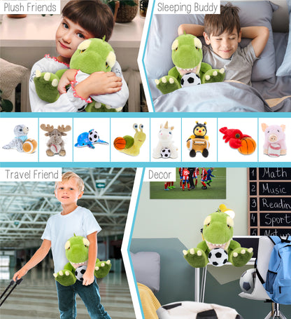 ECO FRIENDLY SUPER-SOFT PLUSH - T-REX DINOSAUR 9" With Soccer Plush