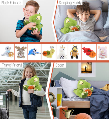 ECO FRIENDLY SUPER-SOFT PLUSH - T-REX DINOSAUR 9" With Basketball Plush