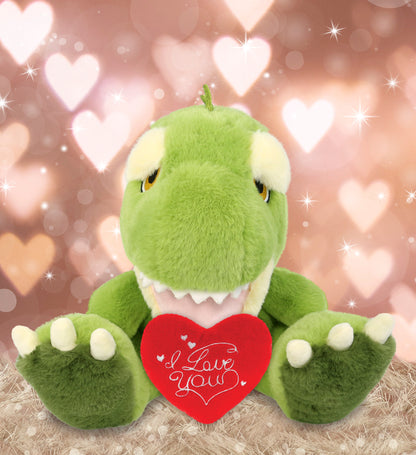 PLUSH I LOVE YOU RED HEART - ECO FRIENDLY SUPER-SOFT PLUSH - T-REX DINOSAUR 9"