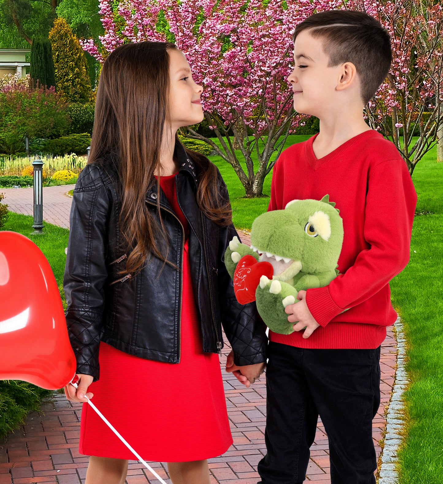 PLUSH I LOVE YOU RED HEART - ECO FRIENDLY SUPER-SOFT PLUSH - T-REX DINOSAUR 9"