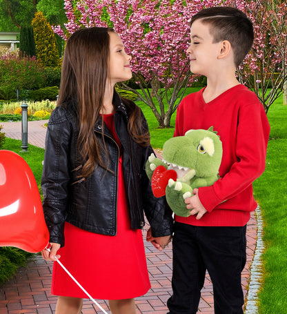 PLUSH I LOVE YOU RED HEART - ECO FRIENDLY SUPER-SOFT PLUSH - T-REX DINOSAUR 9"