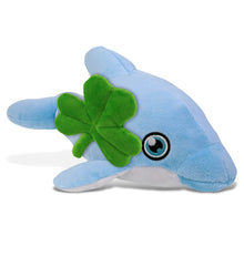 DolliBu Eco-Friendly Dolphin Stuffed Toy with Green Plush Shamrock - 13.5 Inch