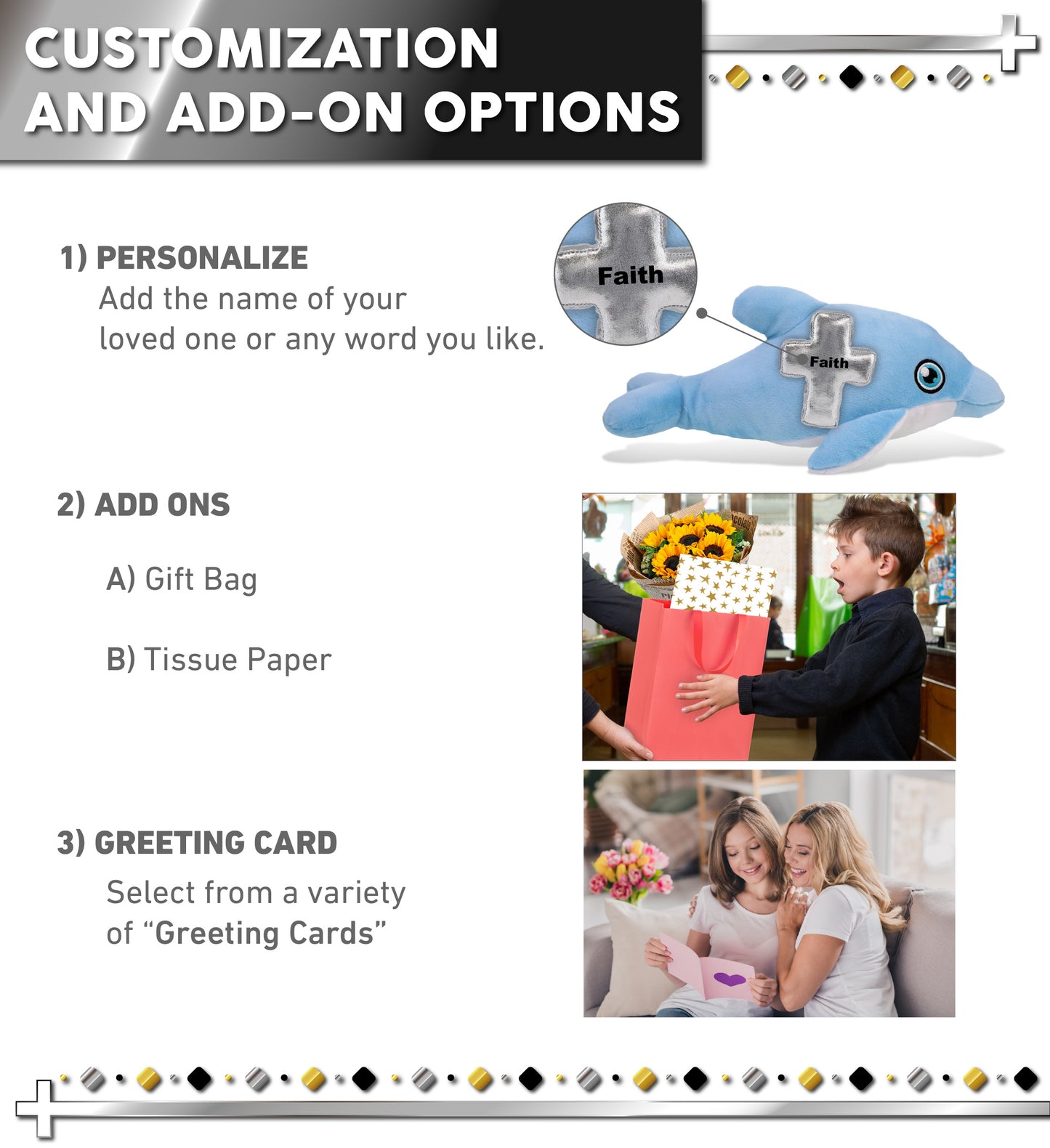 ECO FRIENDLY SUPER-SOFT PLUSH - DOLPHIN 13.5" With Cross Plush