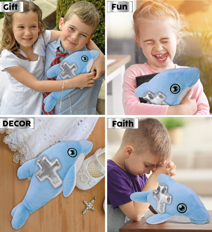 ECO FRIENDLY SUPER-SOFT PLUSH - DOLPHIN 13.5" With Cross Plush