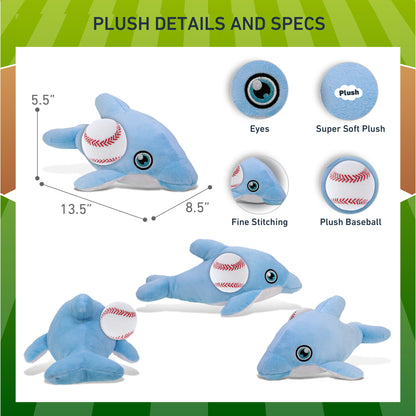 ECO FRIENDLY SUPER-SOFT PLUSH - DOLPHIN 13.5" With Baseball Plush