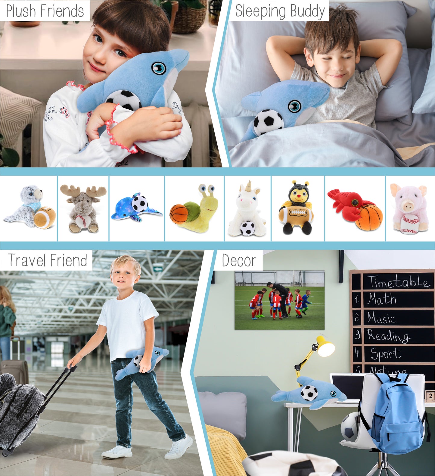 ECO FRIENDLY SUPER-SOFT PLUSH - DOLPHIN 13.5" With Soccer Plush