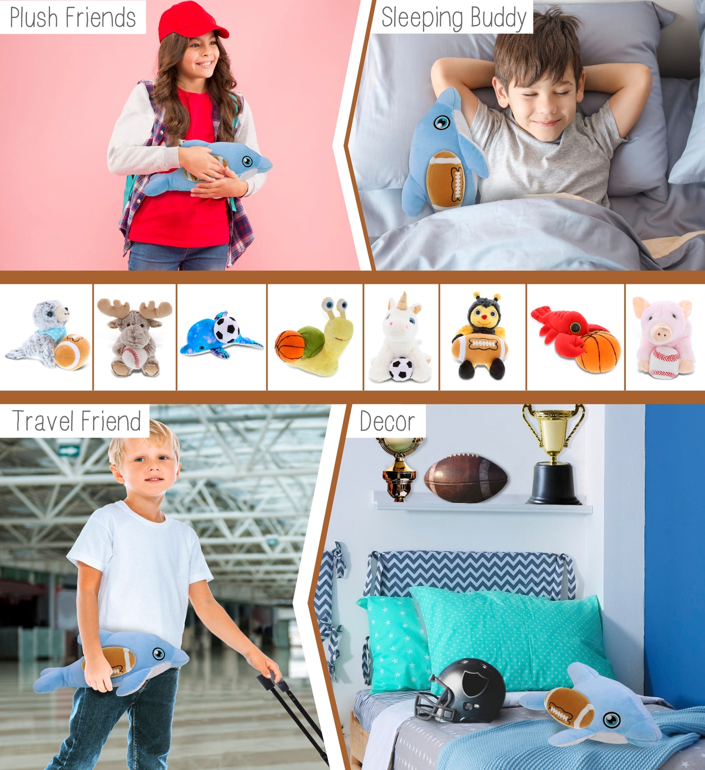 ECO FRIENDLY SUPER-SOFT PLUSH - DOLPHIN 13.5" With Football Plush