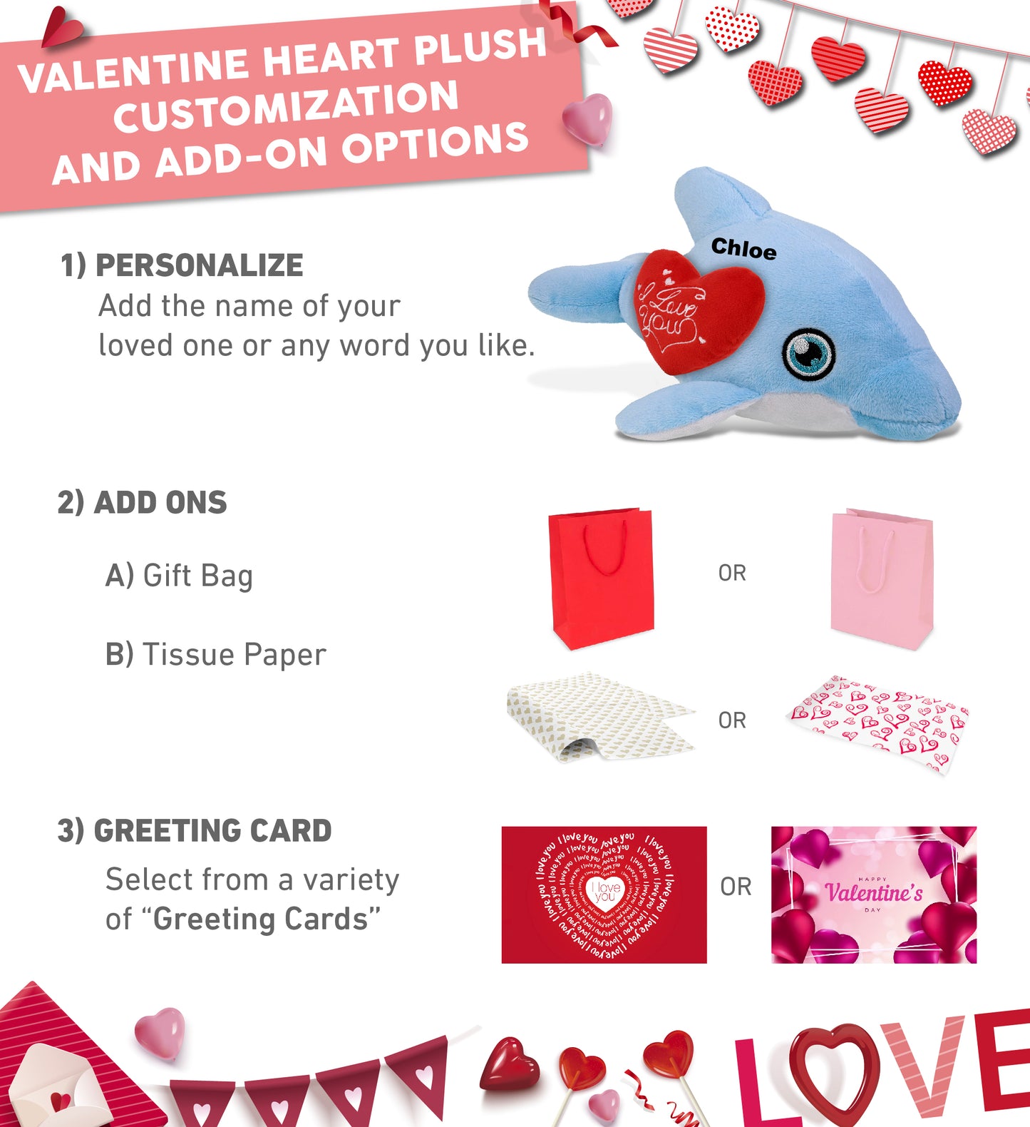 PLUSH I LOVE YOU RED HEART - ECO FRIENDLY SUPER-SOFT PLUSH - DOLPHIN 13.5"