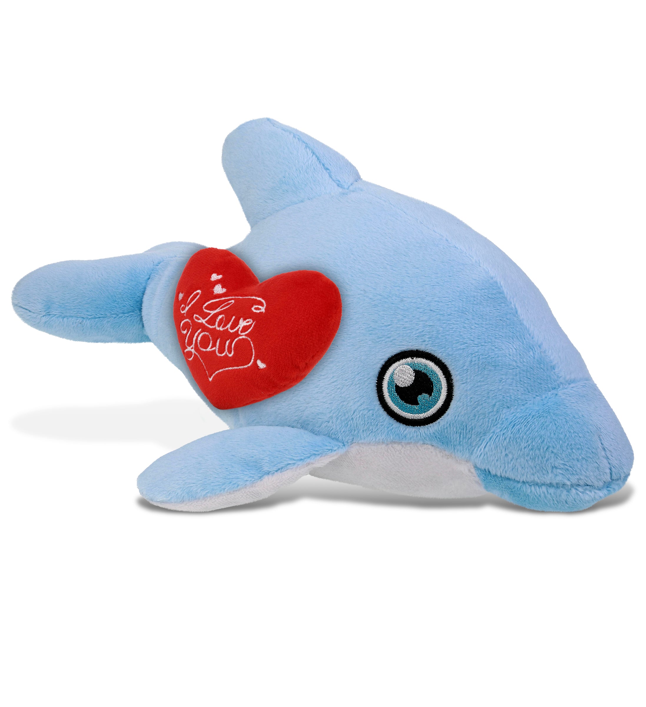 PLUSH I LOVE YOU RED HEART - ECO FRIENDLY SUPER-SOFT PLUSH - DOLPHIN 13.5"