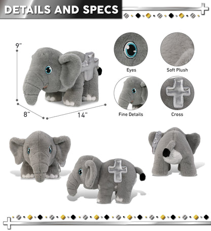 ECO FRIENDLY SUPER-SOFT PLUSH - ELEPHANT 14" With Cross Plush