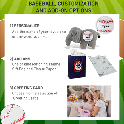 ECO FRIENDLY SUPER-SOFT PLUSH - ELEPHANT 14" With Baseball Plush