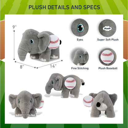 ECO FRIENDLY SUPER-SOFT PLUSH - ELEPHANT 14" With Baseball Plush