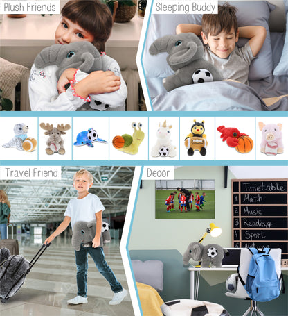 ECO FRIENDLY SUPER-SOFT PLUSH - ELEPHANT 14" With Soccer Plush