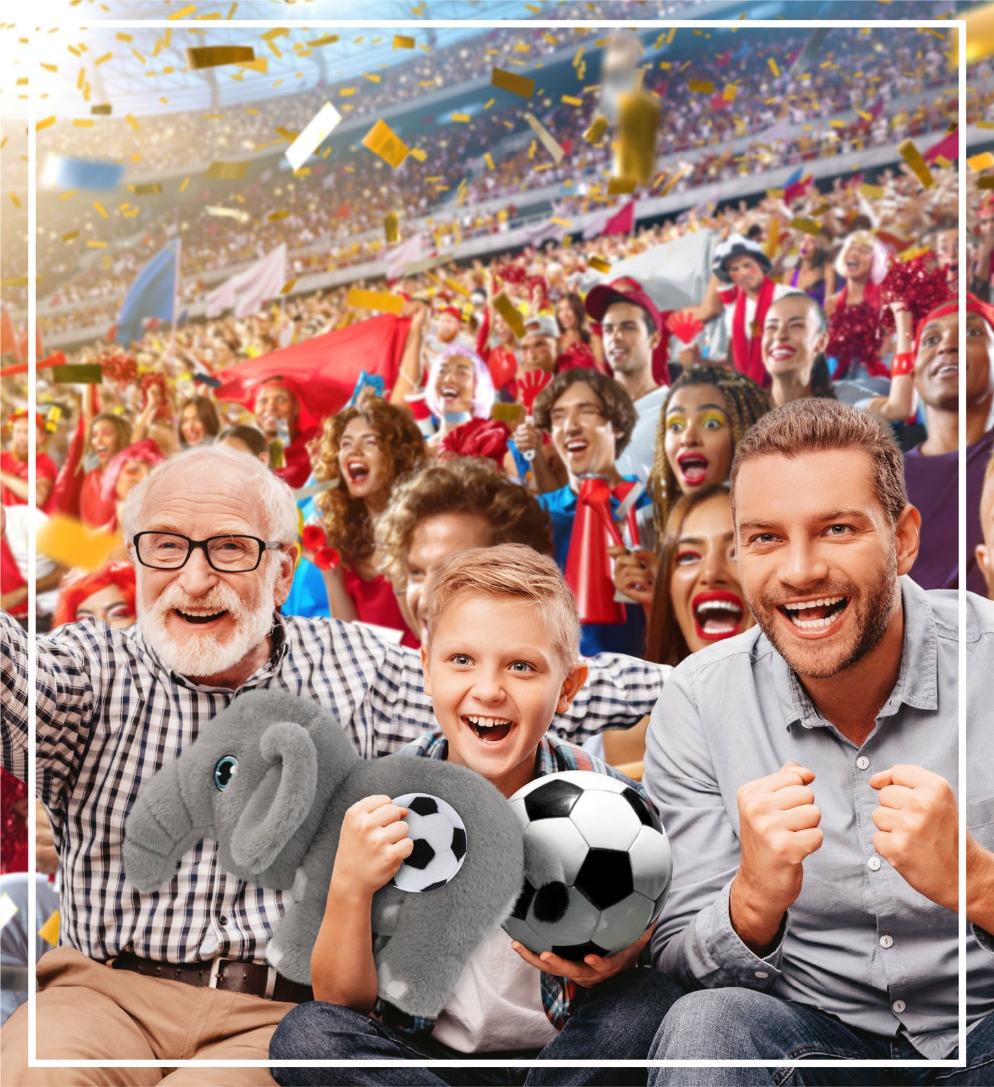 ECO FRIENDLY SUPER-SOFT PLUSH - ELEPHANT 14" With Soccer Plush