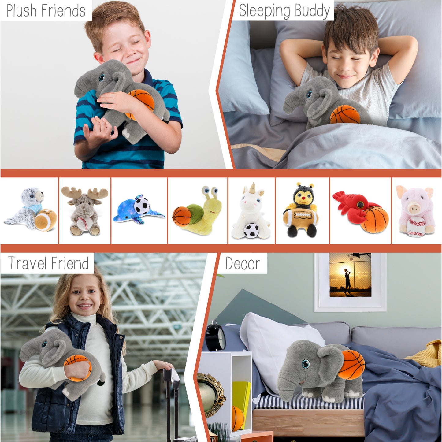 ECO FRIENDLY SUPER-SOFT PLUSH - ELEPHANT 14" With Basketball Plush