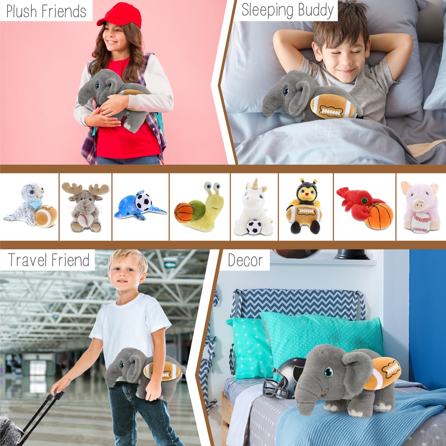 ECO FRIENDLY SUPER-SOFT PLUSH - ELEPHANT 14" With Football Plush