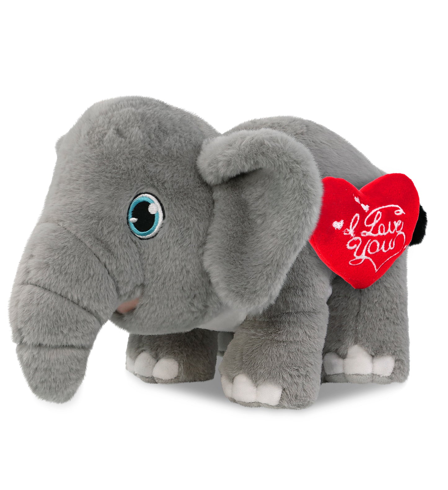 PLUSH I LOVE YOU RED HEART - ECO FRIENDLY SUPER-SOFT PLUSH - ELEPHANT 14"