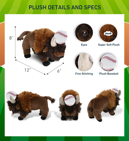 SUPER-SOFT PLUSH - BUFFALO 13" with Baseball Plush