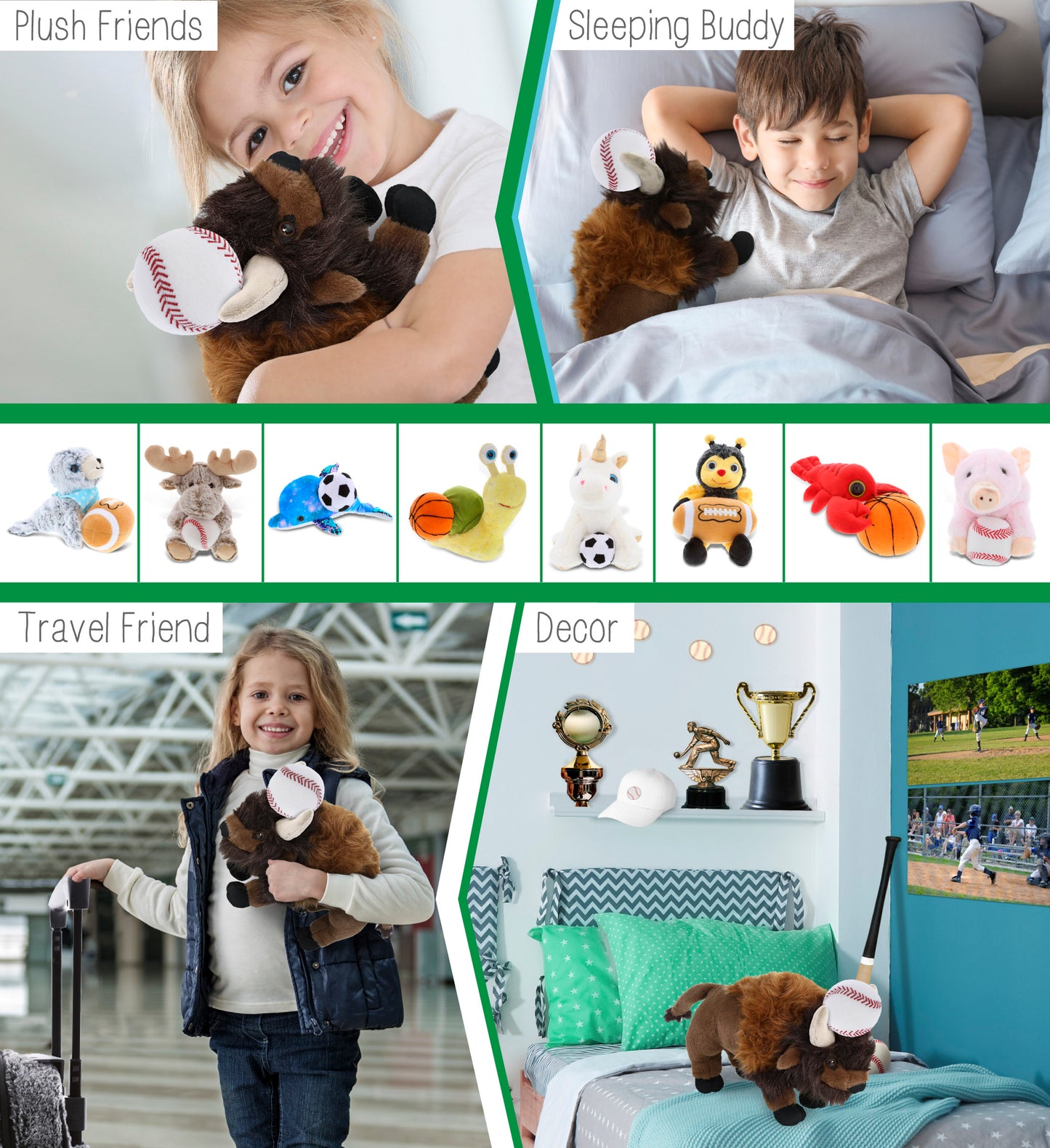 SUPER-SOFT PLUSH - BUFFALO 13" with Baseball Plush