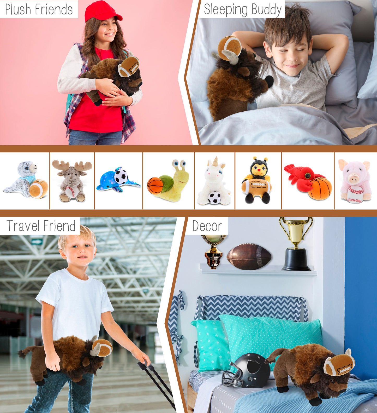 SUPER-SOFT PLUSH - BUFFALO 13" with Football Plush