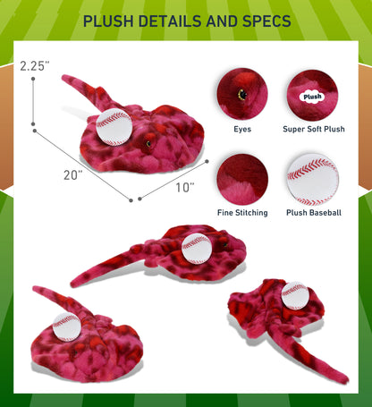 SUPER-SOFT PLUSH - PINK TIE-DYE STINGRAY 20" with Baseball Plush