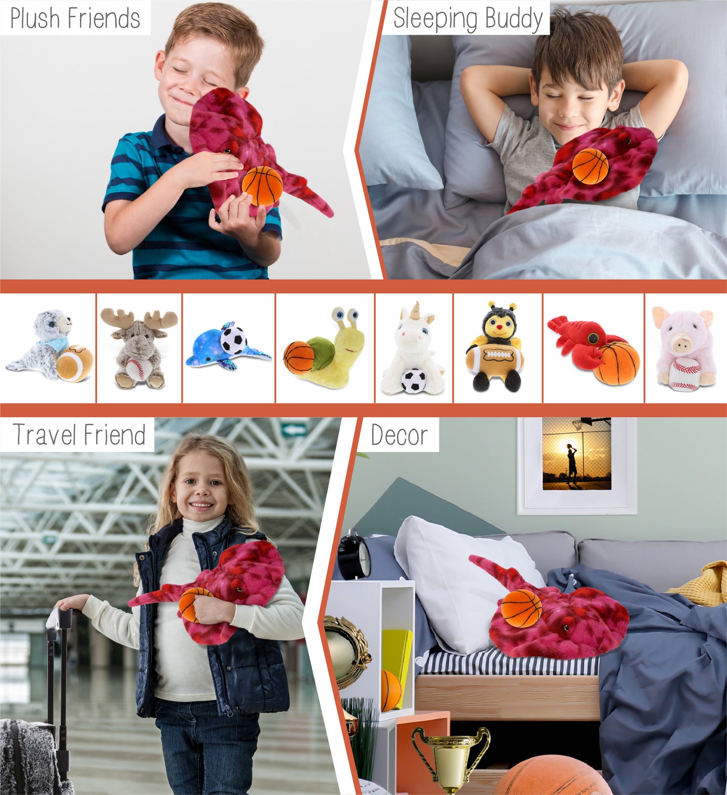 SUPER-SOFT PLUSH - PINK TIE-DYE STINGRAY 20" with Basketball Plush