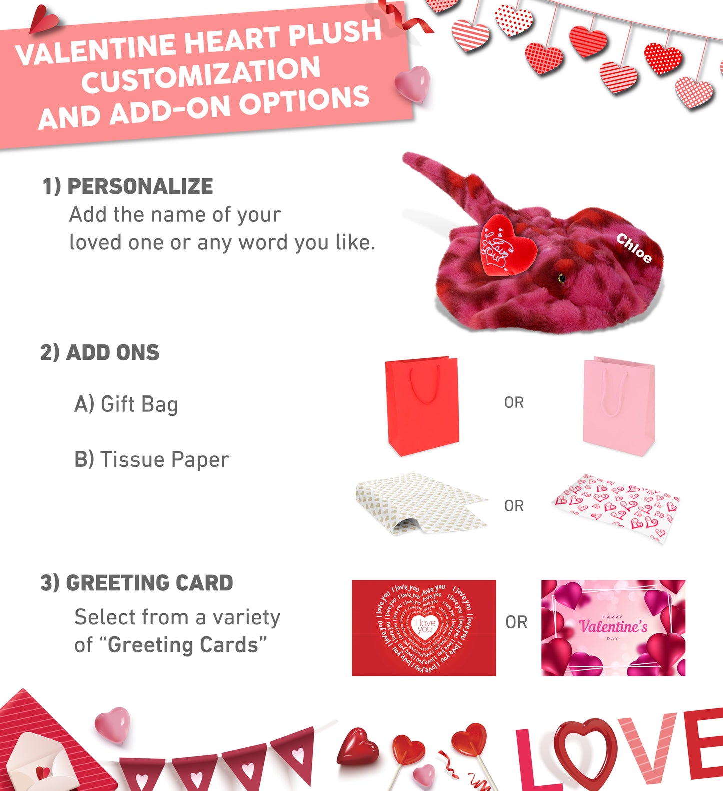 PLUSH I LOVE YOU RED HEART - SUPER-SOFT PLUSH - PINK TIE-DYE STINGRAY 20"