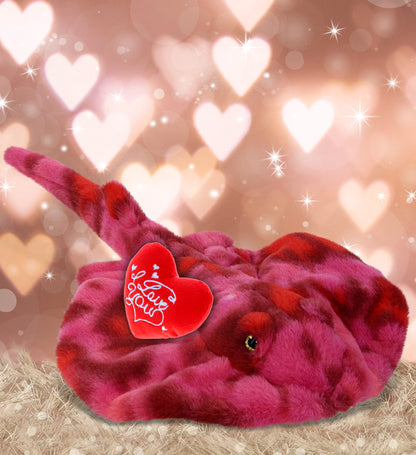 PLUSH I LOVE YOU RED HEART - SUPER-SOFT PLUSH - PINK TIE-DYE STINGRAY 20"