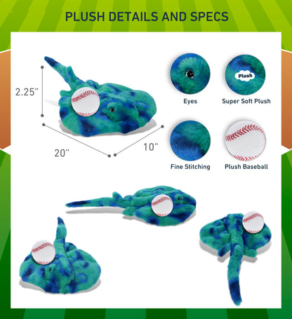 SUPER-SOFT PLUSH - BLUE TIE-DYE STINGRAY 20" with Baseball Plush
