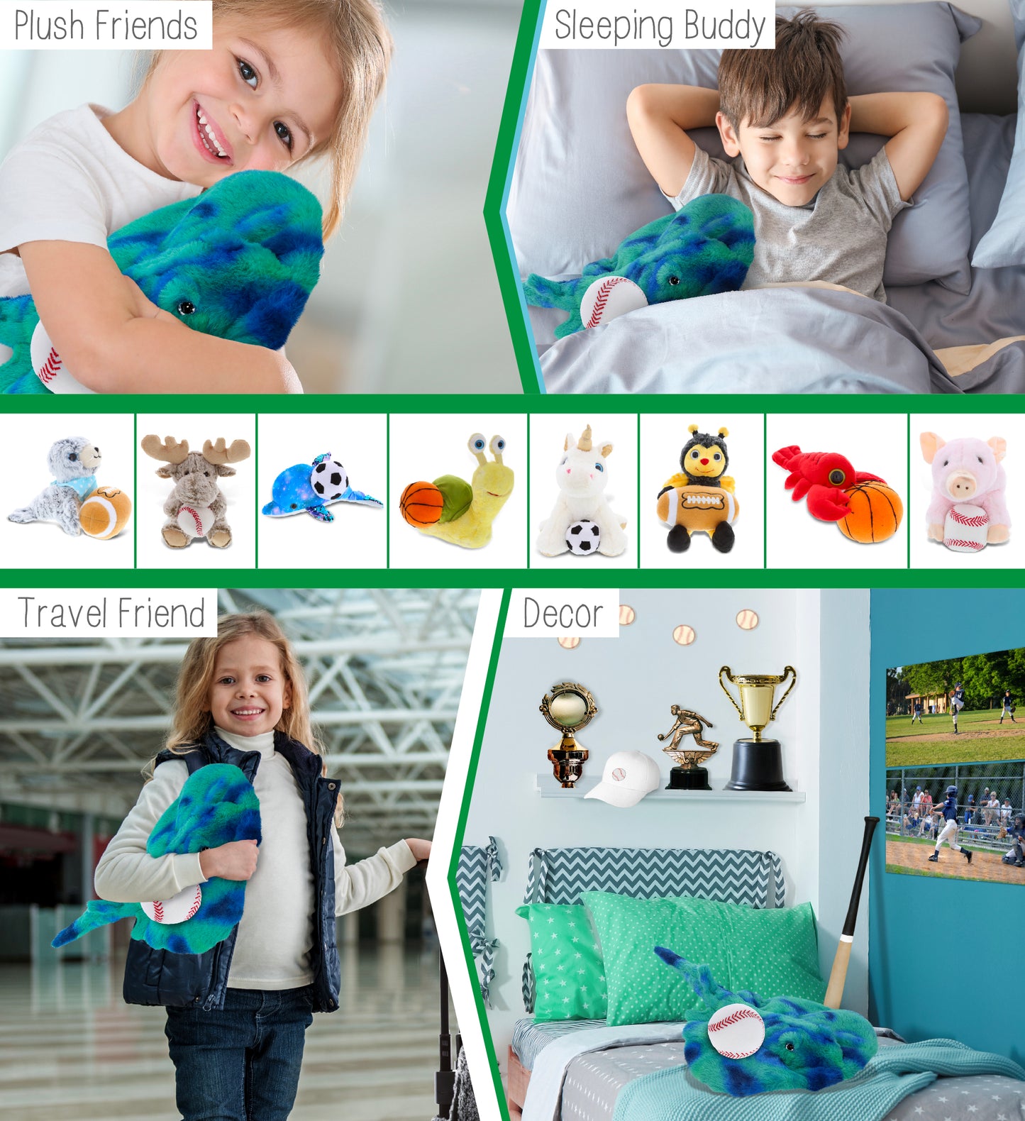 SUPER-SOFT PLUSH - BLUE TIE-DYE STINGRAY 20" with Baseball Plush