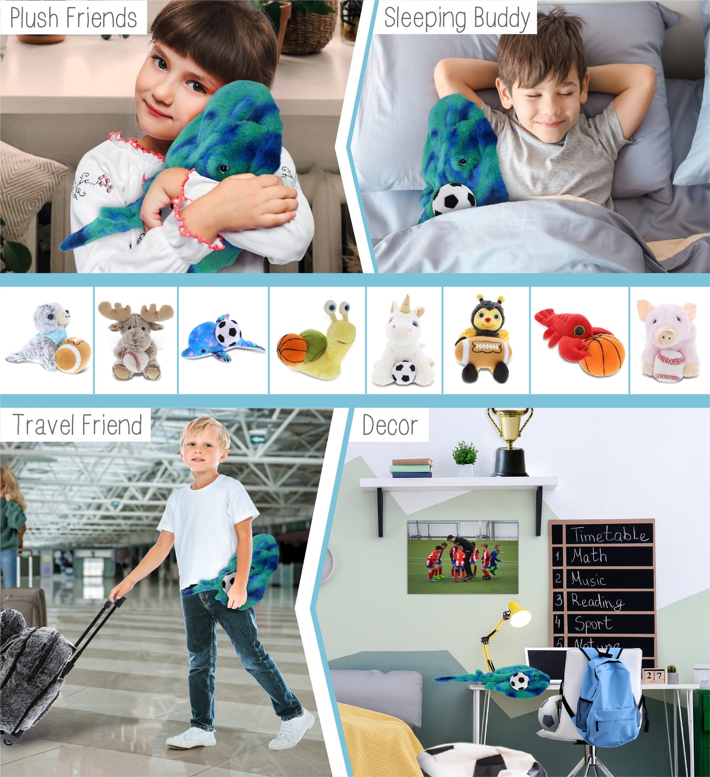 SUPER-SOFT PLUSH - BLUE TIE-DYE STINGRAY 20" with Soccer Plush