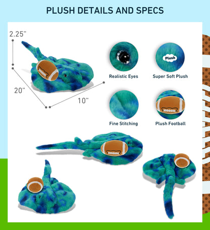 SUPER-SOFT PLUSH - BLUE TIE-DYE STINGRAY 20" with Football Plush