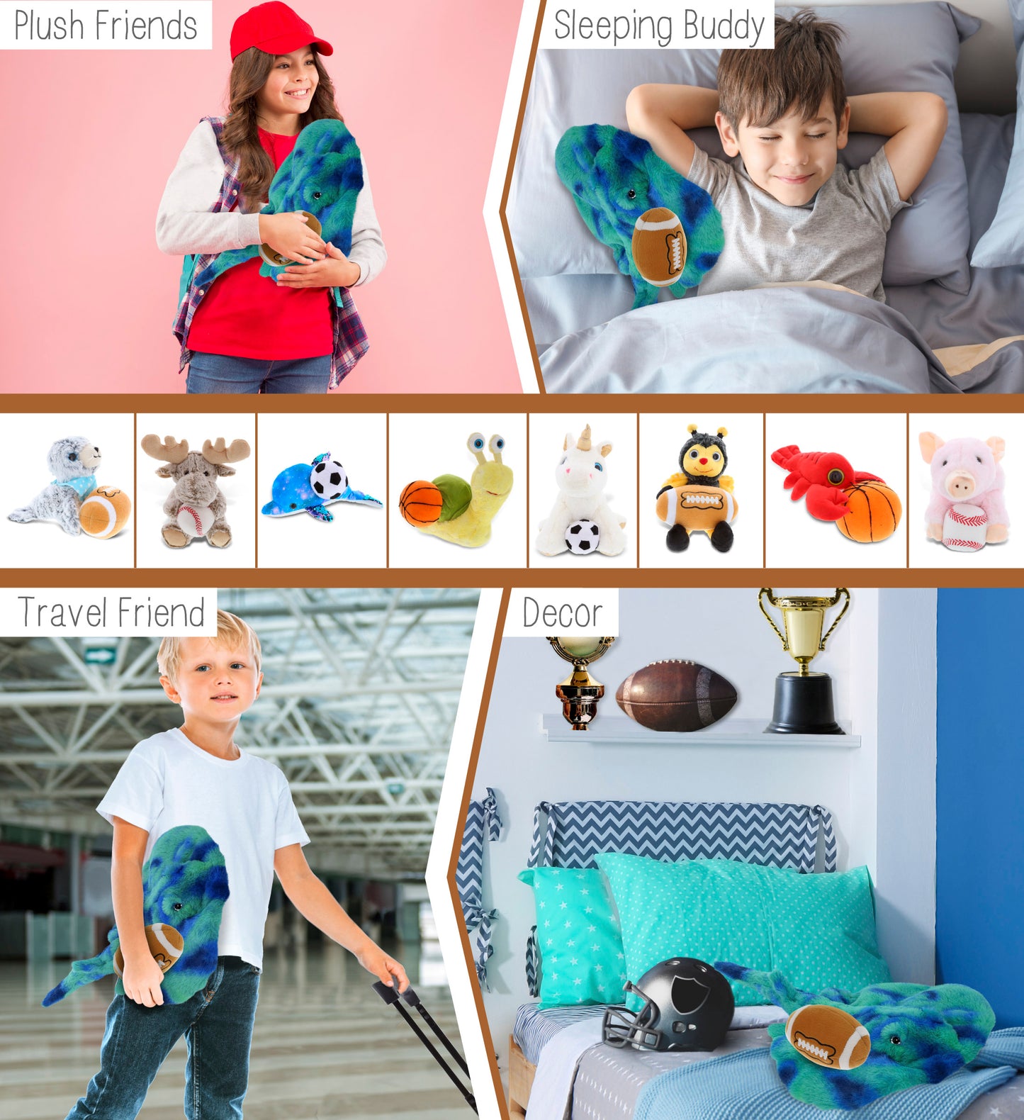 SUPER-SOFT PLUSH - BLUE TIE-DYE STINGRAY 20" with Football Plush