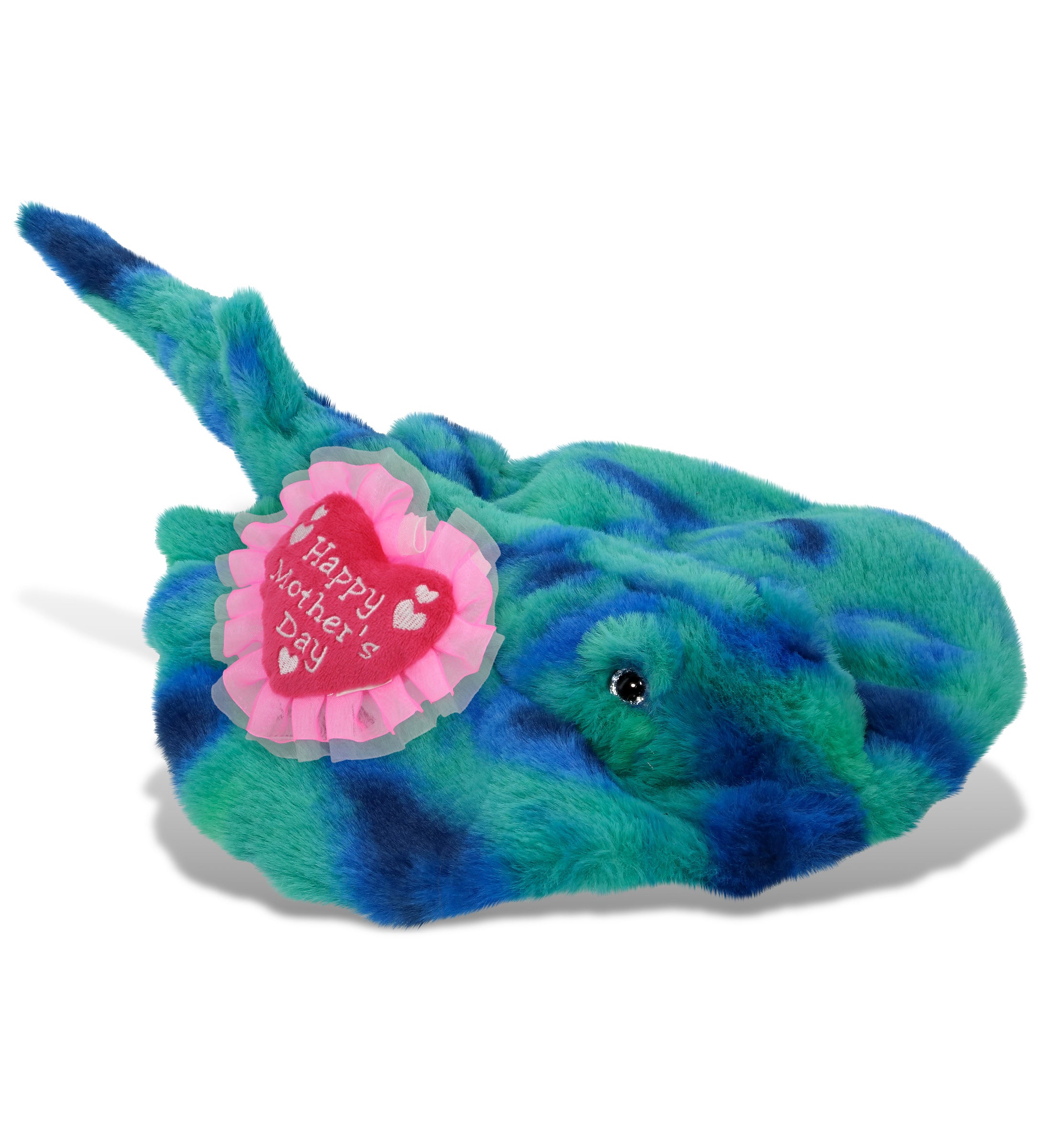 PLUSH MOTHERS DAY HEART - SUPER-SOFT PLUSH - BLUE TIE-DYE STINGRAY 20"